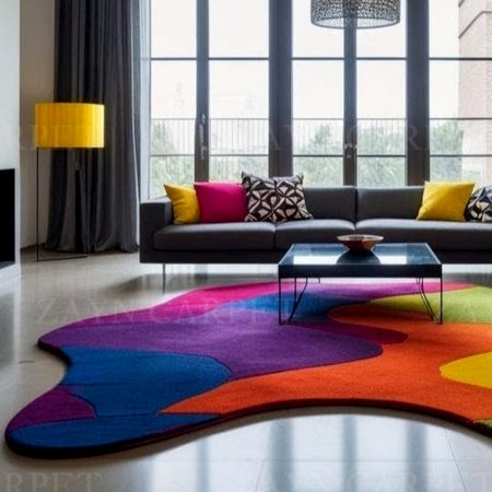Handcrafted Multicolor Wavy Abstract Modern Rug